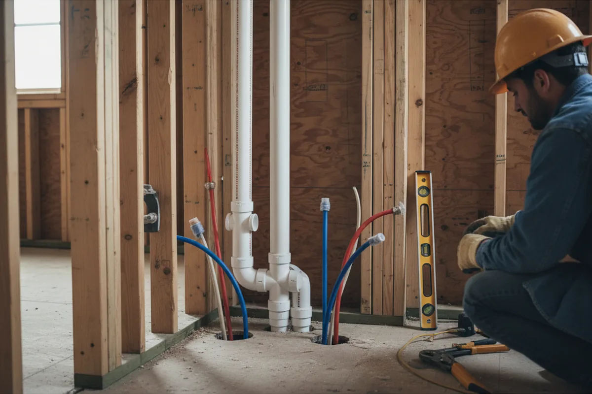 Drain and supply rough-in during Leak Detection in Diamond Springs