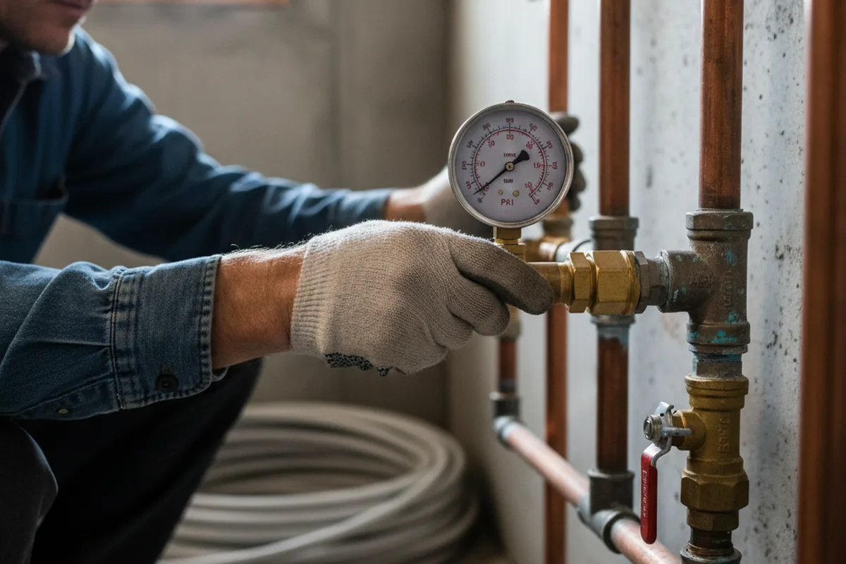 Pressure testing a repaired line during Water Line Repair in Diamond Springs